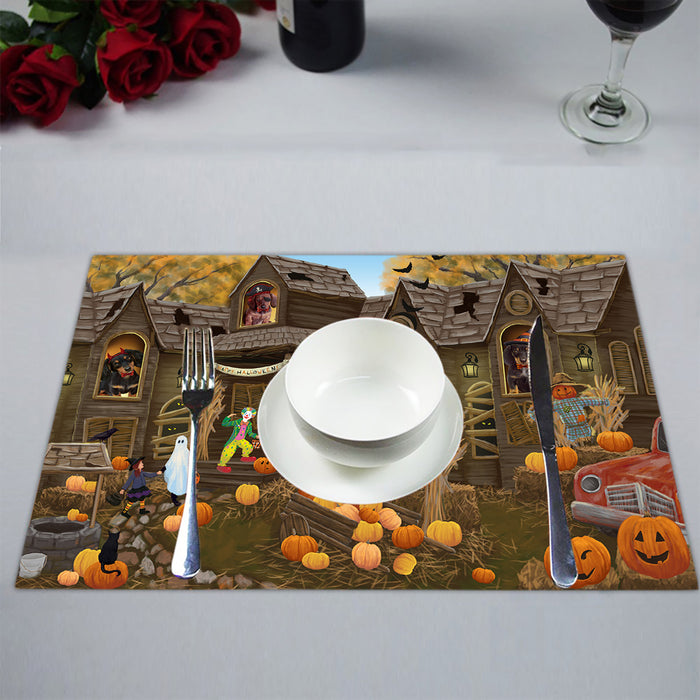 Haunted House Halloween Trick or Treat Dachshund Dogs Placemat