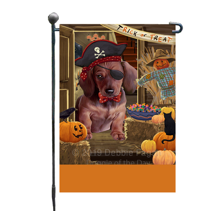 Personalized Enter at Own Risk Trick or Treat Halloween Dachshund Dog Custom Garden Flags GFLG-DOTD-A59569