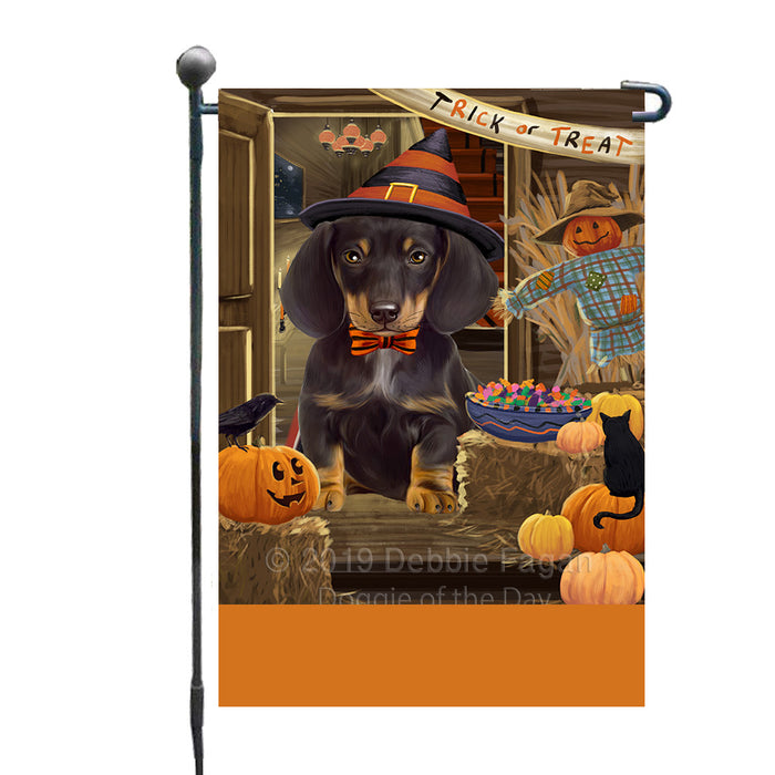 Personalized Enter at Own Risk Trick or Treat Halloween Dachshund Dog Custom Garden Flags GFLG-DOTD-A59570