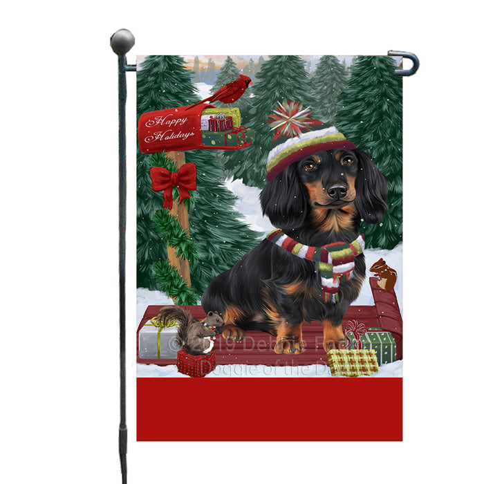 Personalized Merry Christmas Woodland Sled  Dachshund Dog Custom Garden Flags GFLG-DOTD-A61576
