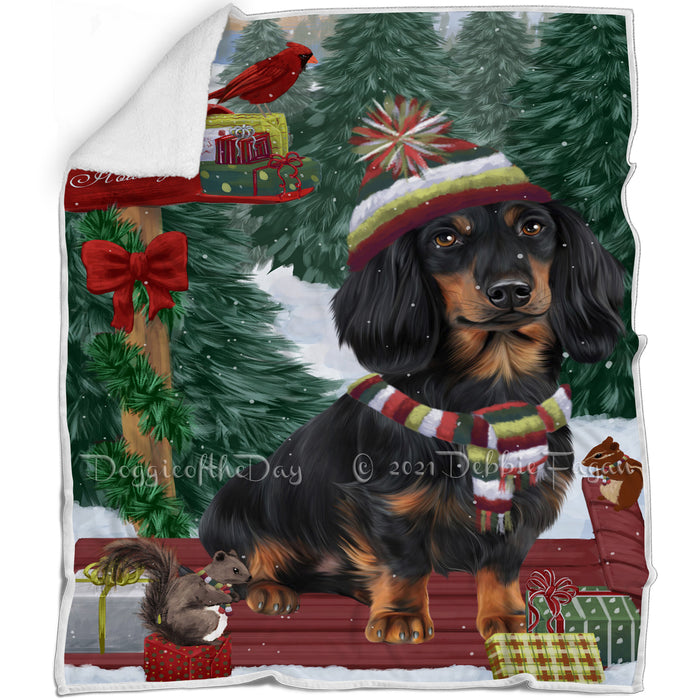 Merry Christmas Woodland Sled Dachshund Dog Blanket BLNKT113700