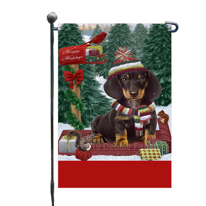 Personalized Merry Christmas Woodland Sled  Dachshund Dog Custom Garden Flags GFLG-DOTD-A61577