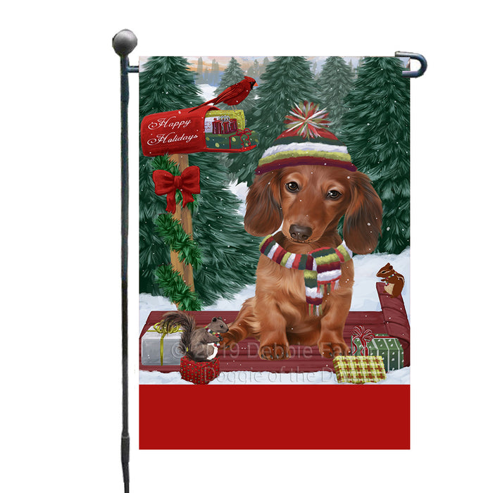 Personalized Merry Christmas Woodland Sled  Dachshund Dog Custom Garden Flags GFLG-DOTD-A61578