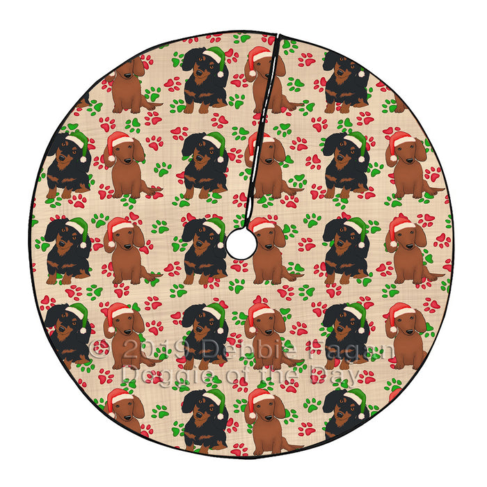 Christmas Paw Print Corgi Dogs Tree Skirt