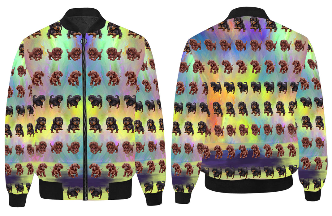 Paradise Wave Dachshund Dogs All Over Print Quilted Bomber Men's Jacket