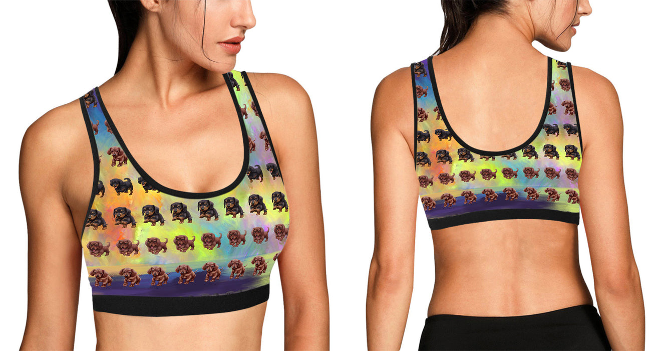 Paradise Wave Dachshund Dogs All Over Print Women's Sports Bra