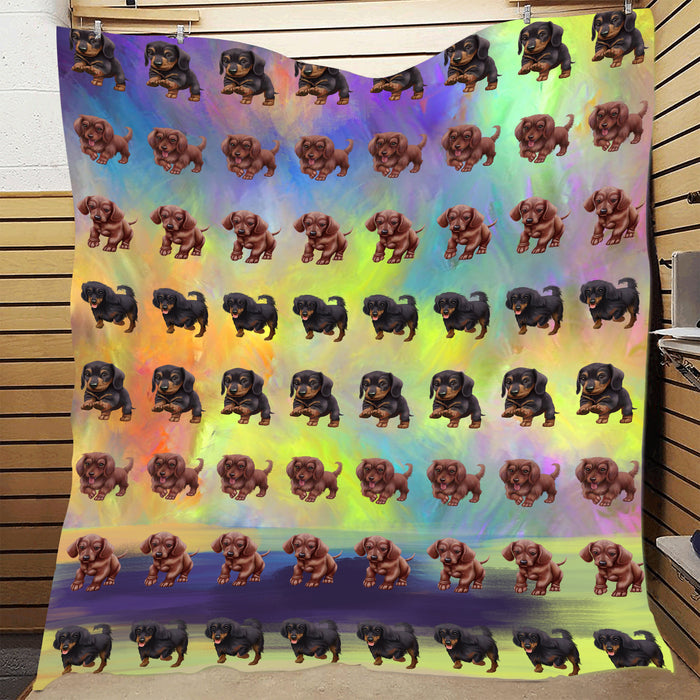Paradise Wave Dachshund Dogs Quilt
