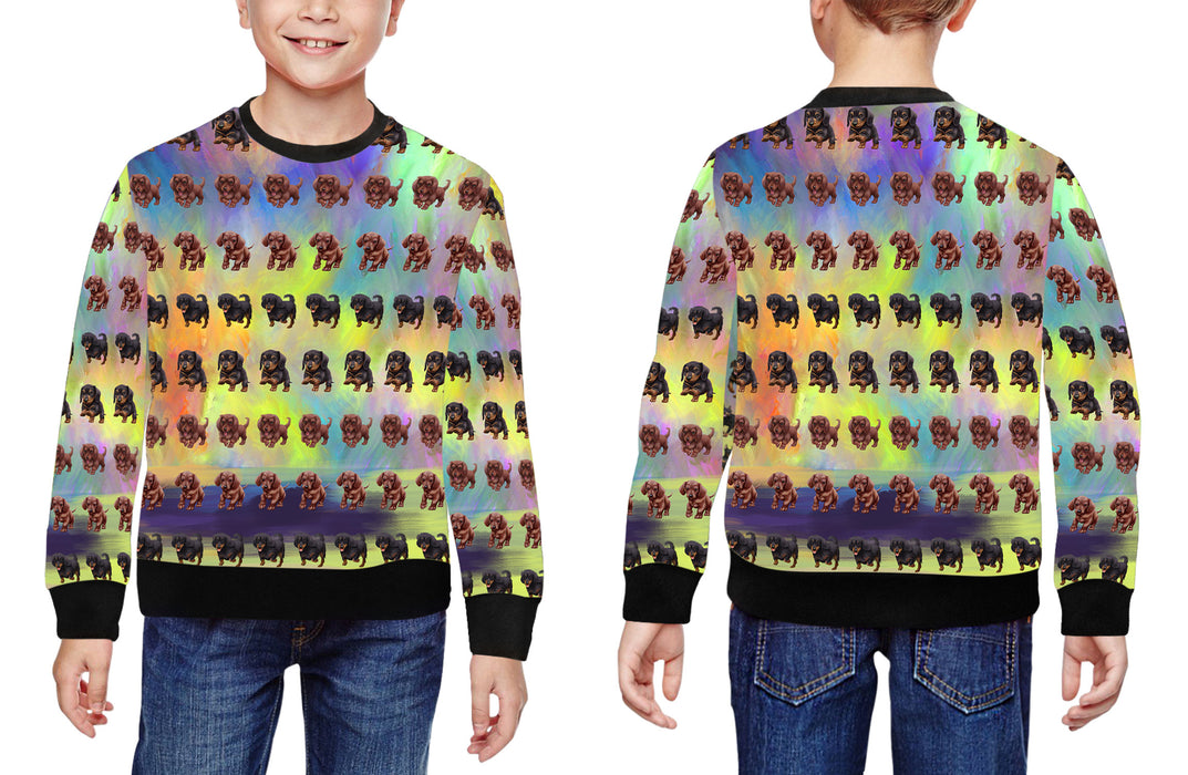 Paradise Wave Dachshund Dogs All Over Print Crewneck Kids Sweatshirt