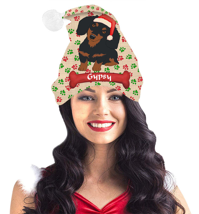 Pet Name Personalized Christmas Paw Print Corgi Dogs Santa Hat