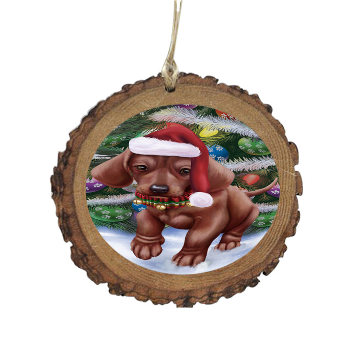 Trotting in the Snow Dachshund Dog Wooden Christmas Ornament WOR49434