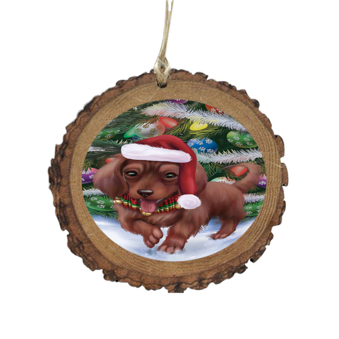Trotting in the Snow Dachshund Dog Wooden Christmas Ornament WOR49436