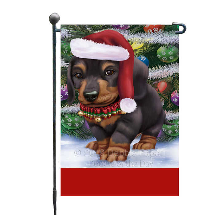 Personalized Trotting in the Snow Dachshund Dog Custom Garden Flags GFLG-DOTD-A60714