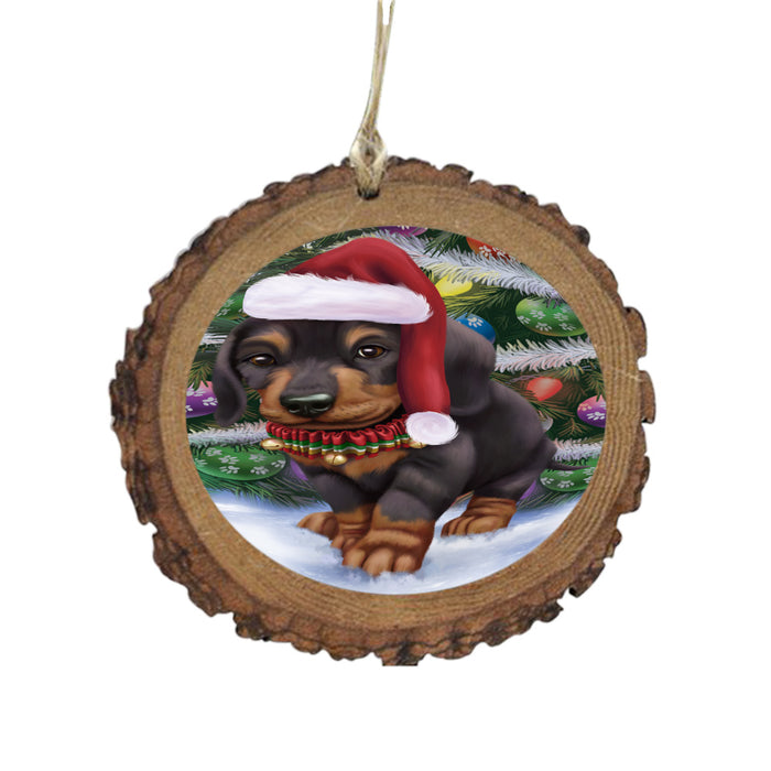 Trotting in the Snow Dachshund Dog Wooden Christmas Ornament WOR49437