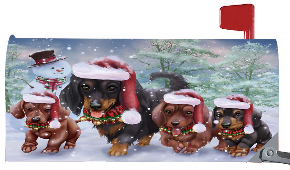 Magnetic Mailbox Cover Christmas Running Family Dachshunds Dogs MBC48272
