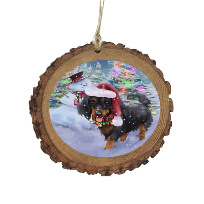 Trotting in the Snow Dachshund Dog Wooden Christmas Ornament WOR49438