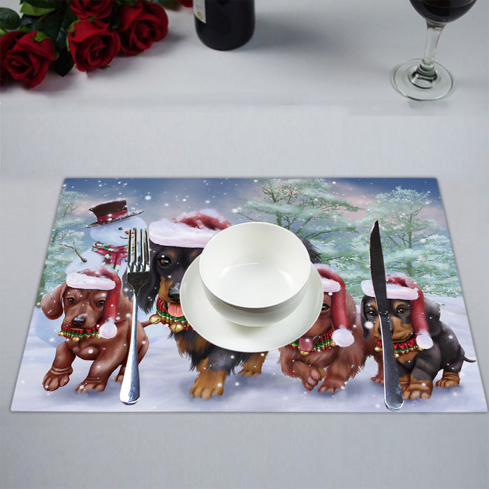 Christmas Running Fammily Dachshund Dogs Placemat