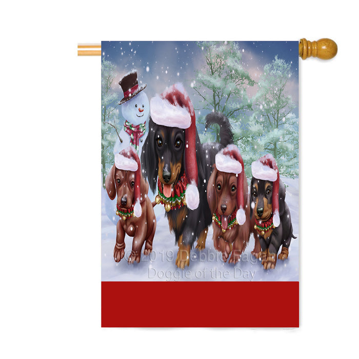 Personalized Christmas Running Family Dachshund Dogs Custom House Flag FLG-DOTD-A60385