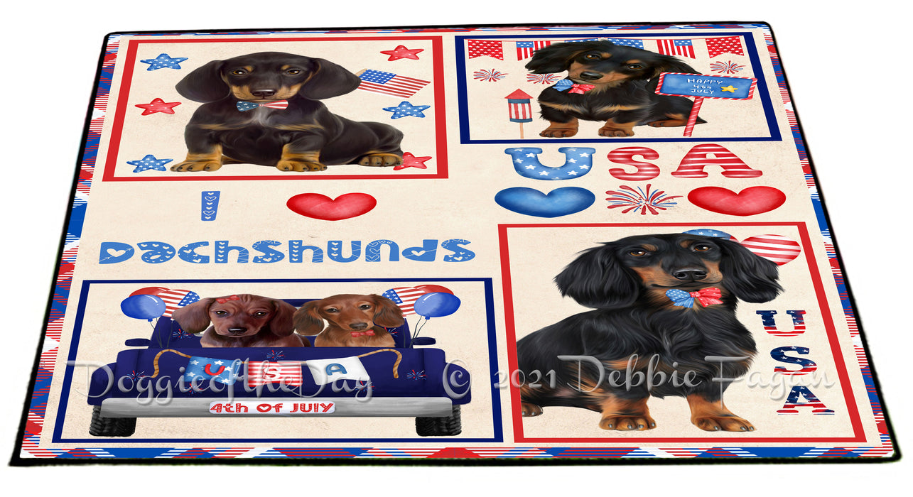 4th of July Independence Day I Love USA Dachshund Dogs Floormat FLMS56191 Floormat FLMS56191