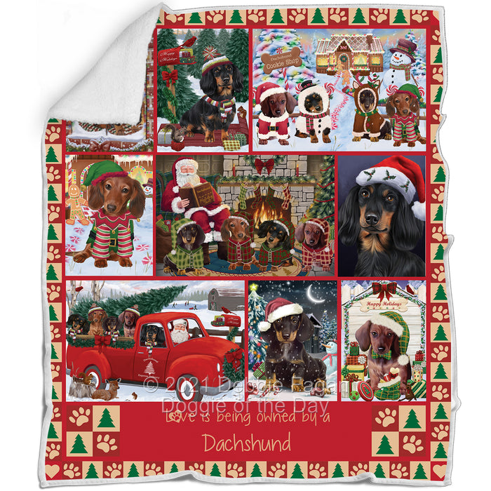 Love is Being Owned Christmas Dachshund Dogs Blanket BLNKT143464