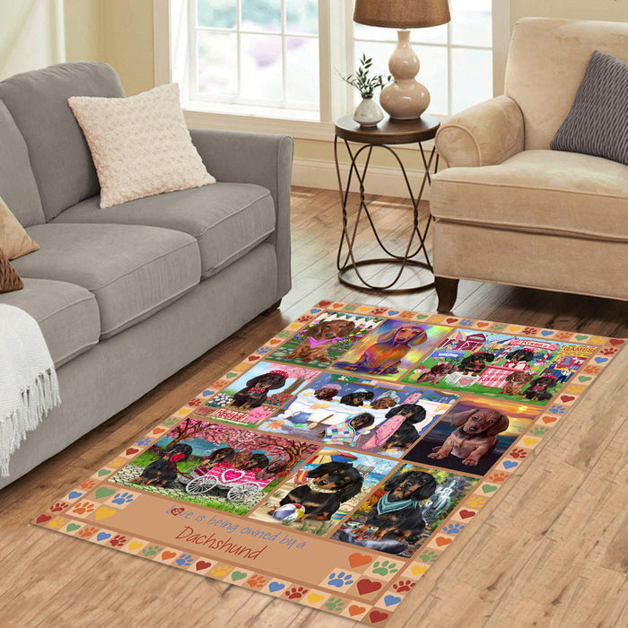 Love is Being Owned Dachshund Dog Beige Area Rug