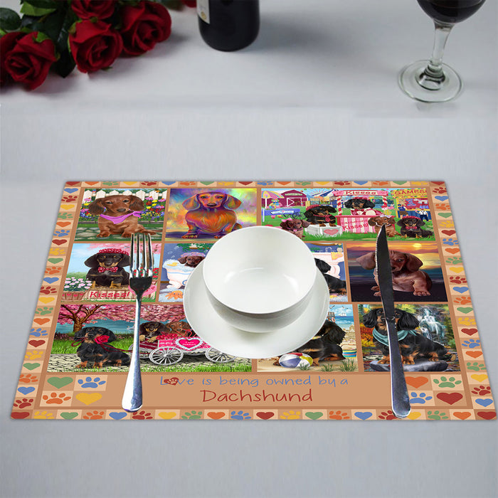 Love is Being Owned Dachshund Dog Beige Placemat
