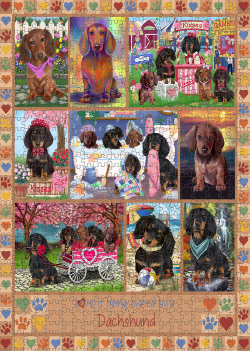 Love is Being Owned Dachshund Dog Beige Puzzle with Photo Tin PUZL98412