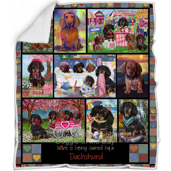 Love is Being Owned Dachshund Dog Grey Blanket BLNKT137397