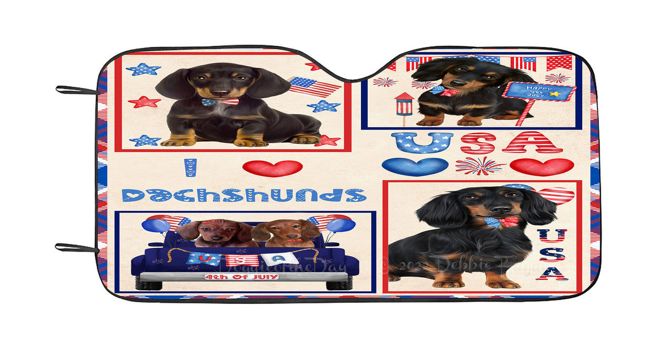 4th of July Independence Day I Love USA Dachshund Dogs Car Sun Shade Cover Curtain
