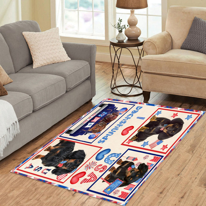 4th of July Independence Day I Love USA Dachshund Dogs Area Rug - Ultra Soft Cute Pet Printed Unique Style Floor Living Room Carpet Decorative Rug for Indoor Gift for Pet Lovers