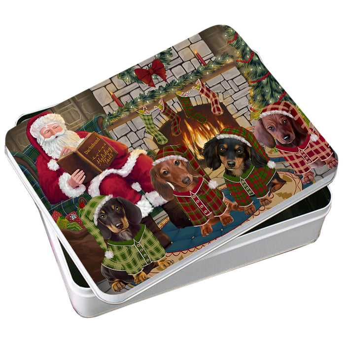 Christmas Cozy Holiday Tails Dachshunds Dog Photo Storage Tin PITN55064