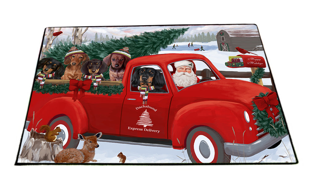 Christmas Santa Express Delivery Dachshunds Dog Family Floormat FLMS52383
