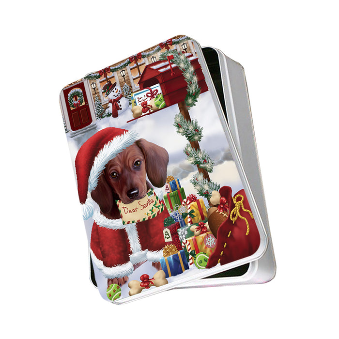 Dachshund Dog Dear Santa Letter Christmas Holiday Mailbox Photo Storage Tin PITN53840