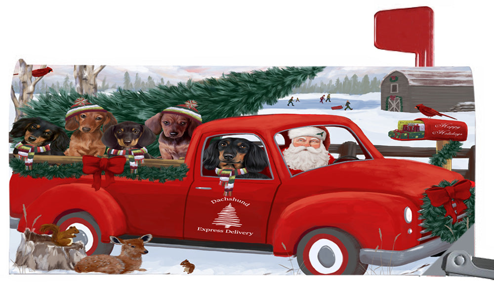 Magnetic Mailbox Cover Christmas Santa Express Delivery Dachshunds Dog MBC48316