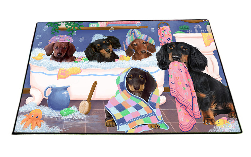 Rub A Dub Dogs In A Tub Dachshunds Dog Floormat FLMS53538