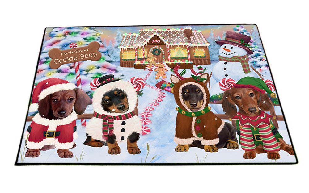 Holiday Gingerbread Cookie Shop Dachshunds Dog Floormat FLMS53160