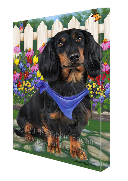 Spring Floral Dachshund Dog Canvas Wall Art CVS64258