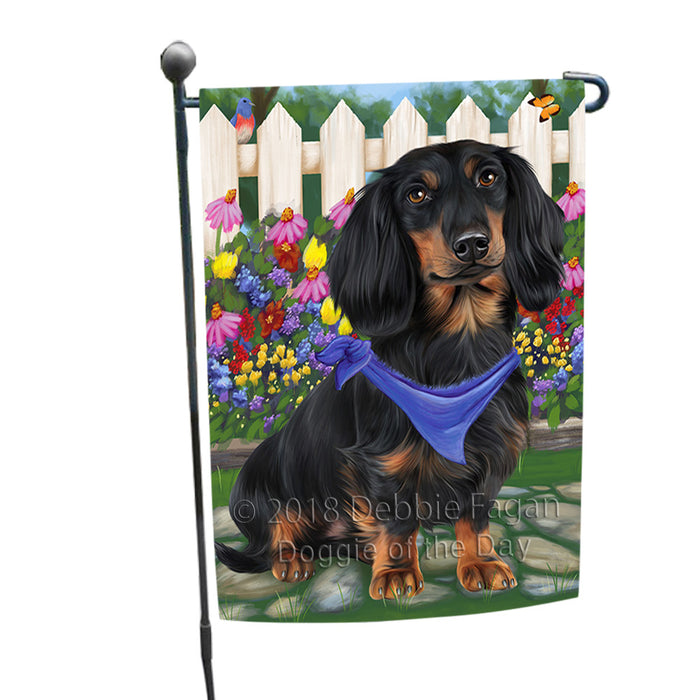 Spring Floral Dachshund Dog Garden Flag GFLG49663