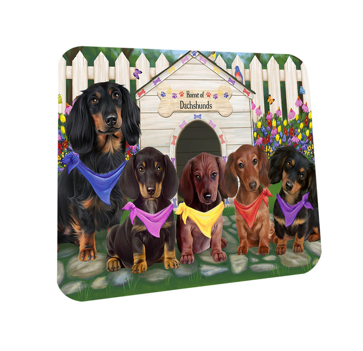 Spring Dog House Dachshunds Dog Coasters Set of 4 CST49794