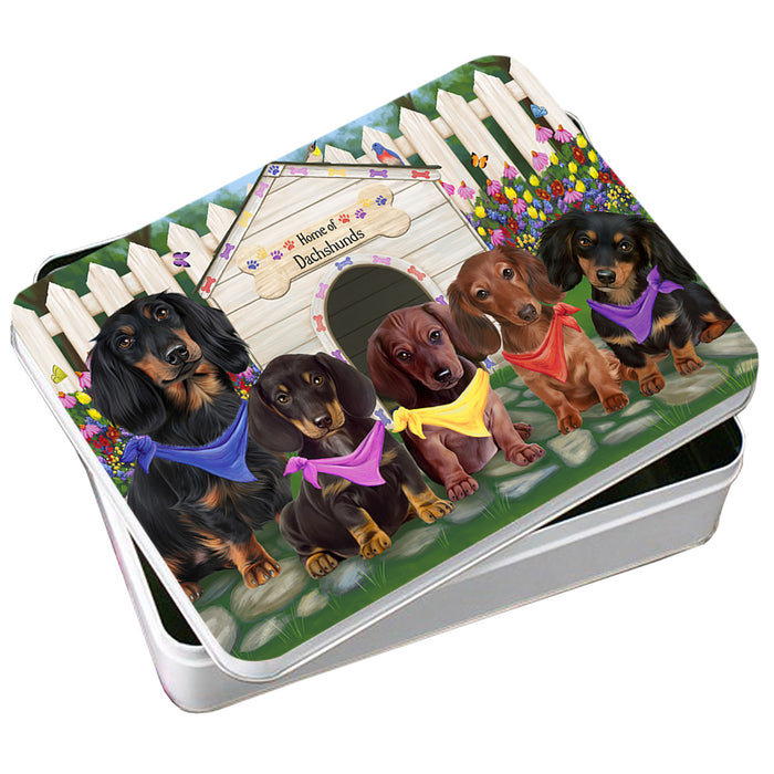 Spring Dog House Dachshunds Dog Photo Storage Tin PITN49835