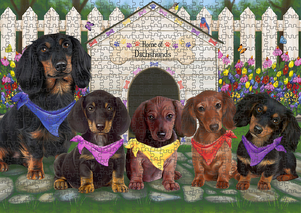 Spring Dog House Dachshunds Dog Puzzle with Photo Tin PUZL53211