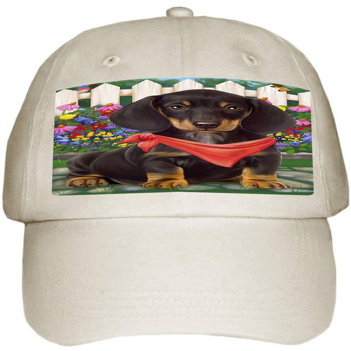 Spring Floral Dachshund Dog Ball Hat Cap HAT53241