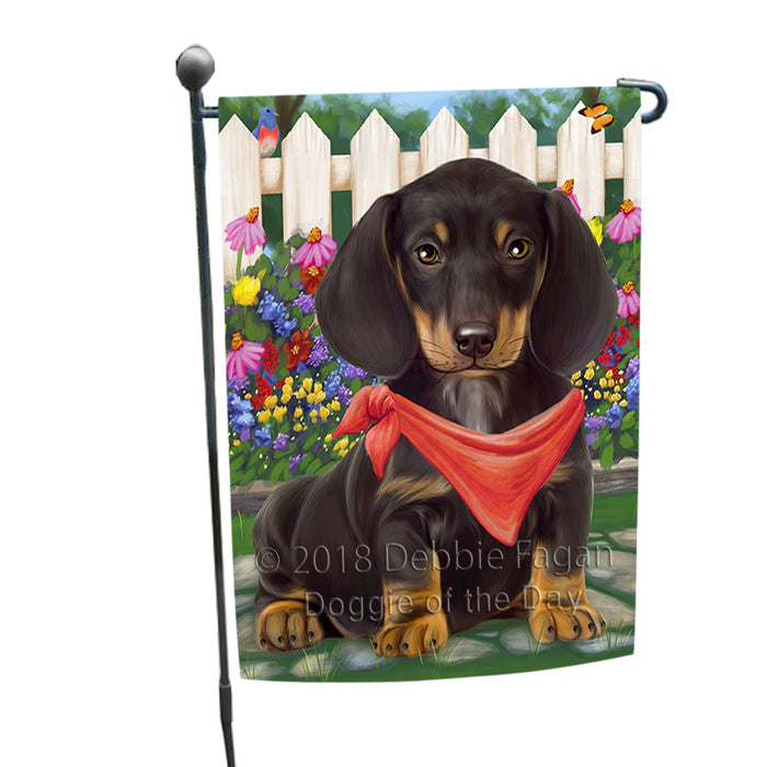 Spring Floral Dachshund Dog Garden Flag GFLG49665
