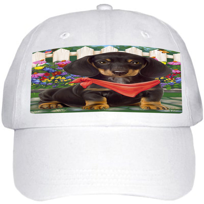 Spring Floral Dachshund Dog Ball Hat Cap HAT53241