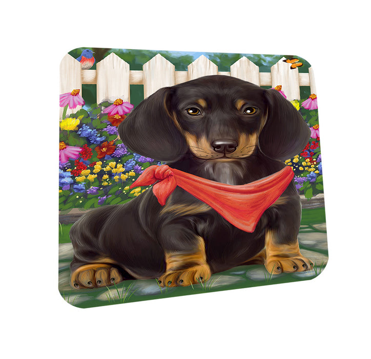 Spring Floral Dachshund Dog Coasters Set of 4 CST49795