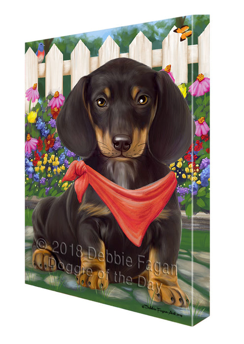 Spring Floral Dachshund Dog Canvas Wall Art CVS64276