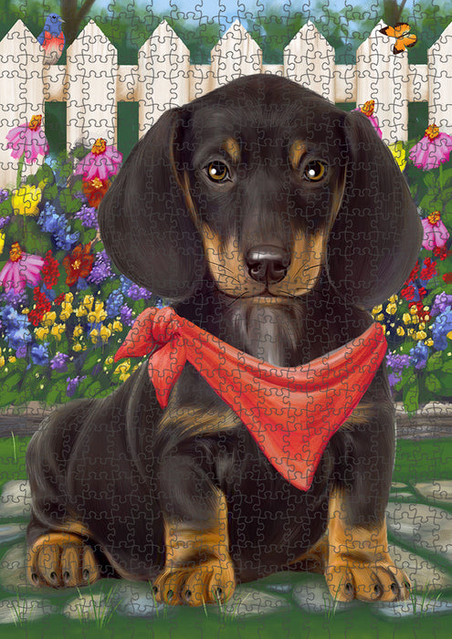 Spring Floral Dachshund Dog Puzzle with Photo Tin PUZL53214