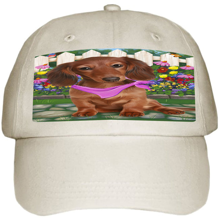 Spring Floral Dachshund Dog Ball Hat Cap HAT53244
