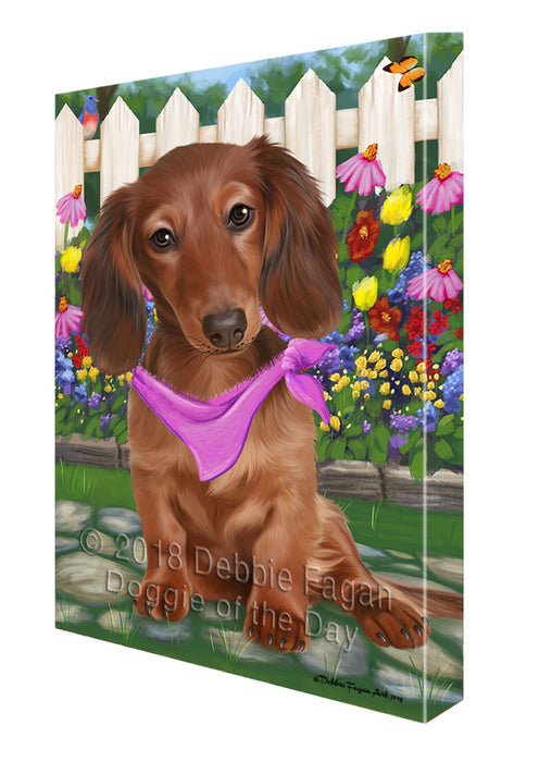 Spring Floral Dachshund Dog Canvas Wall Art CVS64285