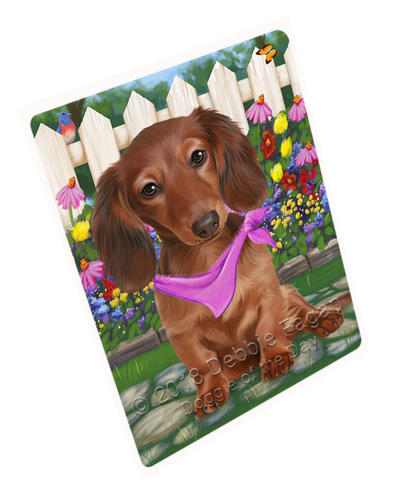 Spring Floral Dachshund Dog Tempered Cutting Board C53376