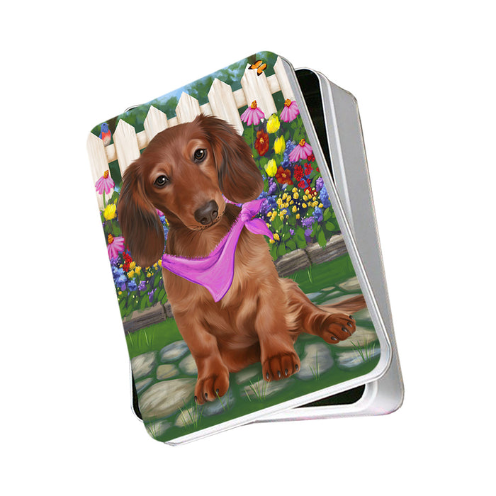 Spring Floral Dachshund Dog Photo Storage Tin PITN49837